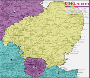 Ofcom Community Radio Regioons Map - Eastern England